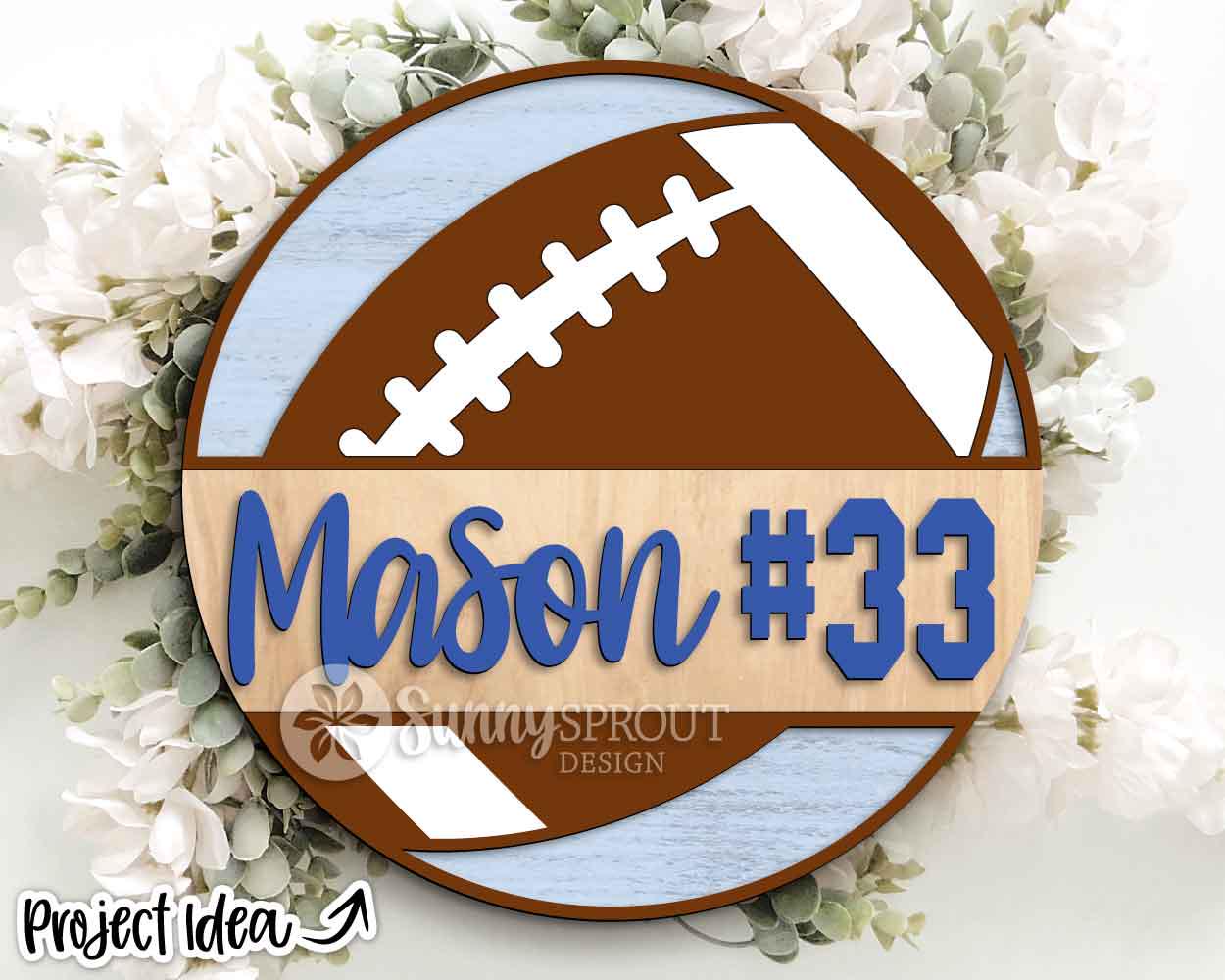 Football Player Name Number Sign, Digital Download, SVG Laser Cut File, Cricut, Door Hanger Wall Art Design, Personalized Sports Decor