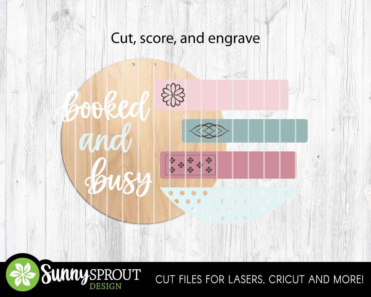 Booked and Busy Reading Sign, Digital download, SVG Laser cut file, Cricut, Round door hanger design, School classroom teacher decor