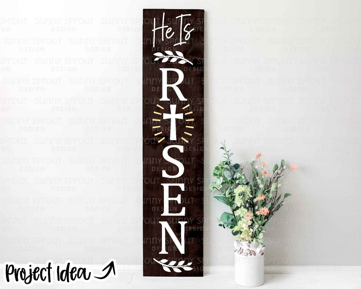 He Is Risen Cross Porch Sign, Digital download, SVG Cricut cut file, Silhouette, Christian Easter decor
