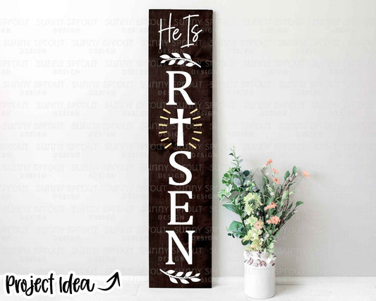 He Is Risen Cross Porch Sign, Digital download, SVG Cricut cut file, Silhouette, Christian Easter decor