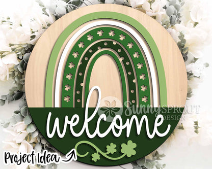 St. Patrick's Day Laser Sign Bundle 3, Round door hanger svg, Glowforge laser file, Cricut, Shamrock clover welcome sign