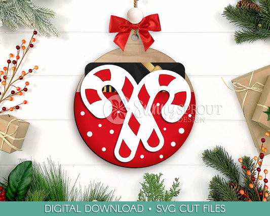 Gift Card Holder Candy Cane Ornament, Digital download, SVG laser cut file, Cricut, Christmas design