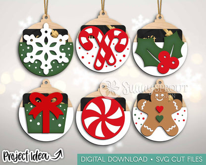 Gift Card Holder Ornament Bundle, Digital download, SVG laser cut file, Cricut, Christmas design