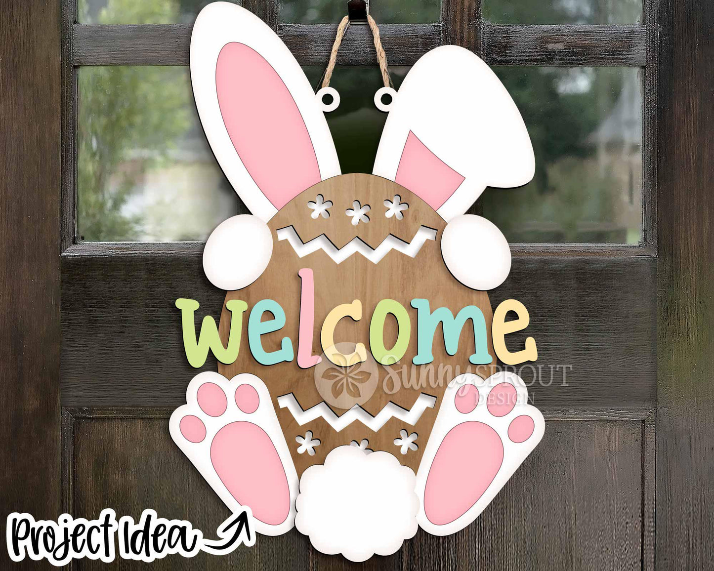Easter Sign Bundle 6, Round door hanger svg, Glowforge laser file, Cricut cut file, Spring welcome sign svg, Easter bunny
