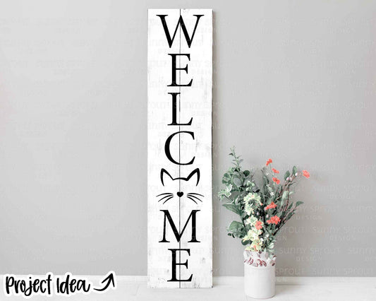 Cat Face Porch Sign, Digital download, Cricut SVG cut file, Front door leaner design, Cat animal pet decor