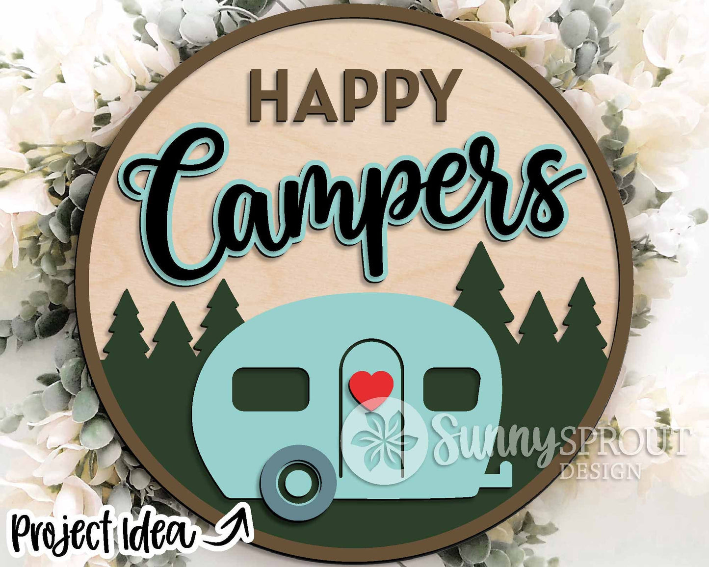 Camping Laser Sign Bundle, Round door hanger svg, Glowforge laser file, Cricut, Front door welcome sign, Summer decor svg