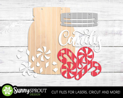 North Pole Mason Jar Sign Bundle, Door hanger svg, Glowforge laser file, Cricut, Christmas welcome sign svg, Santa decor