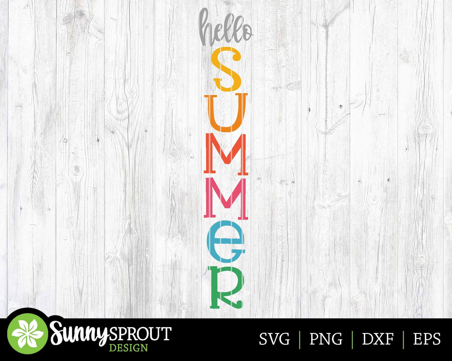 Hello Summer Porch Sign, Digital Download, SVG Laser Cut File, Cricut, Vertical Porch Leaner Design