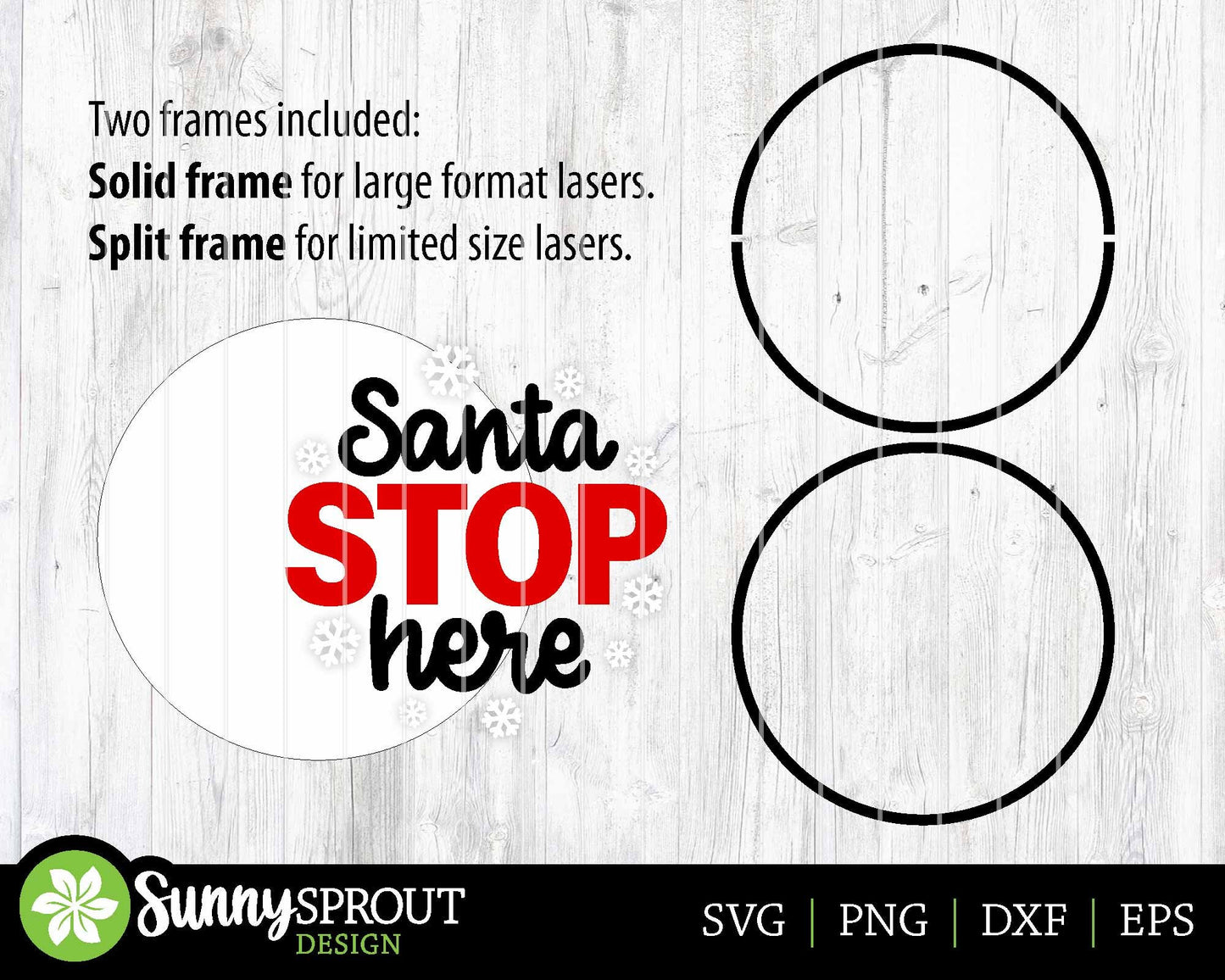 Santa Stop Here Sign, Digital Download, SVG Laser Cut File, Cricut, Round Door Hanger Design, Christmas Decor