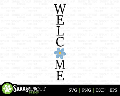 Welcome Flower Porch Sign, Digital download, SVG Cricut cut file, Silhouette, Front door leaner design