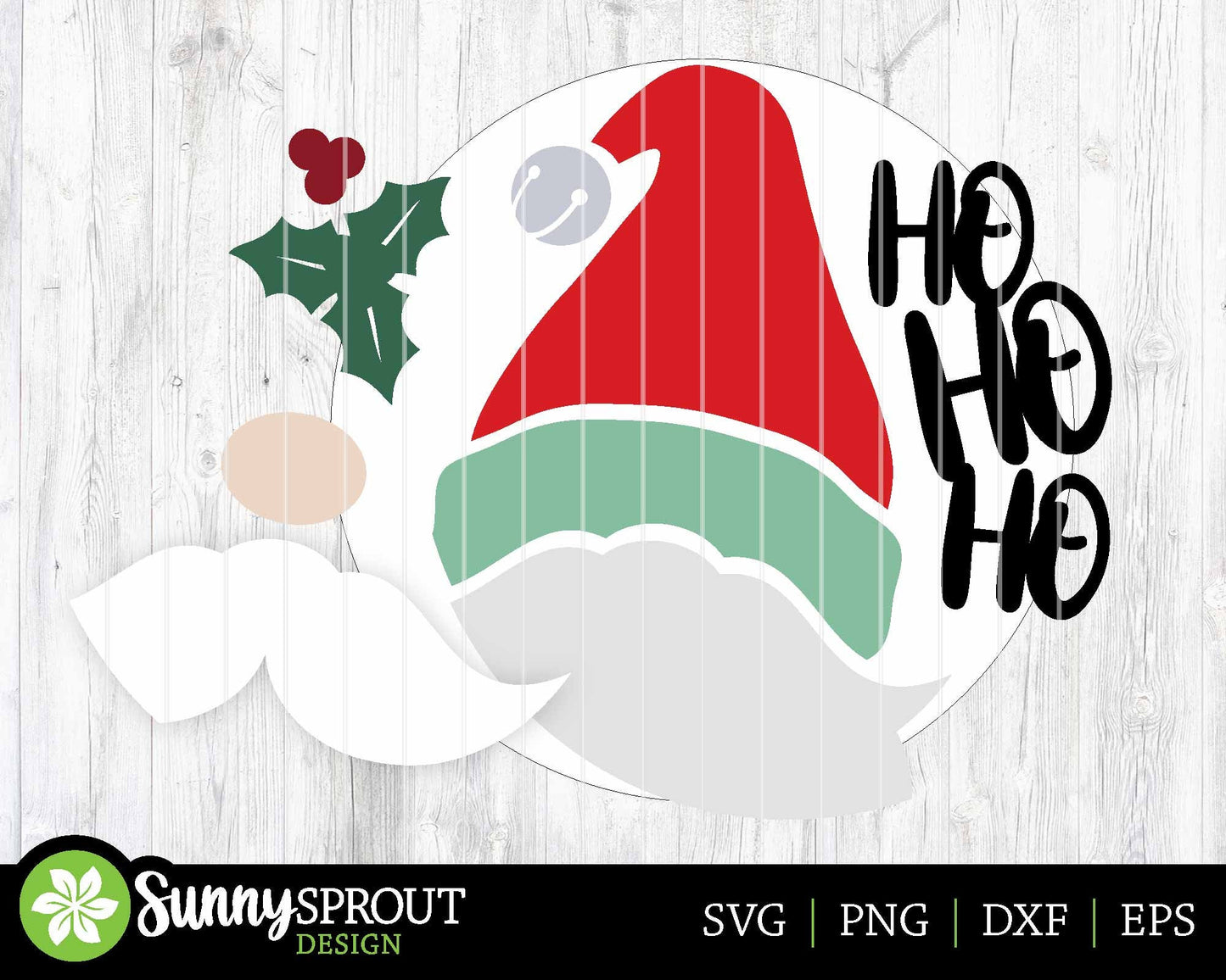 Ho Ho Ho Gnome Santa Face Sign, Digital Download, SVG Laser Cut File, Cricut, Round Door Hanger Design, Christmas Decor