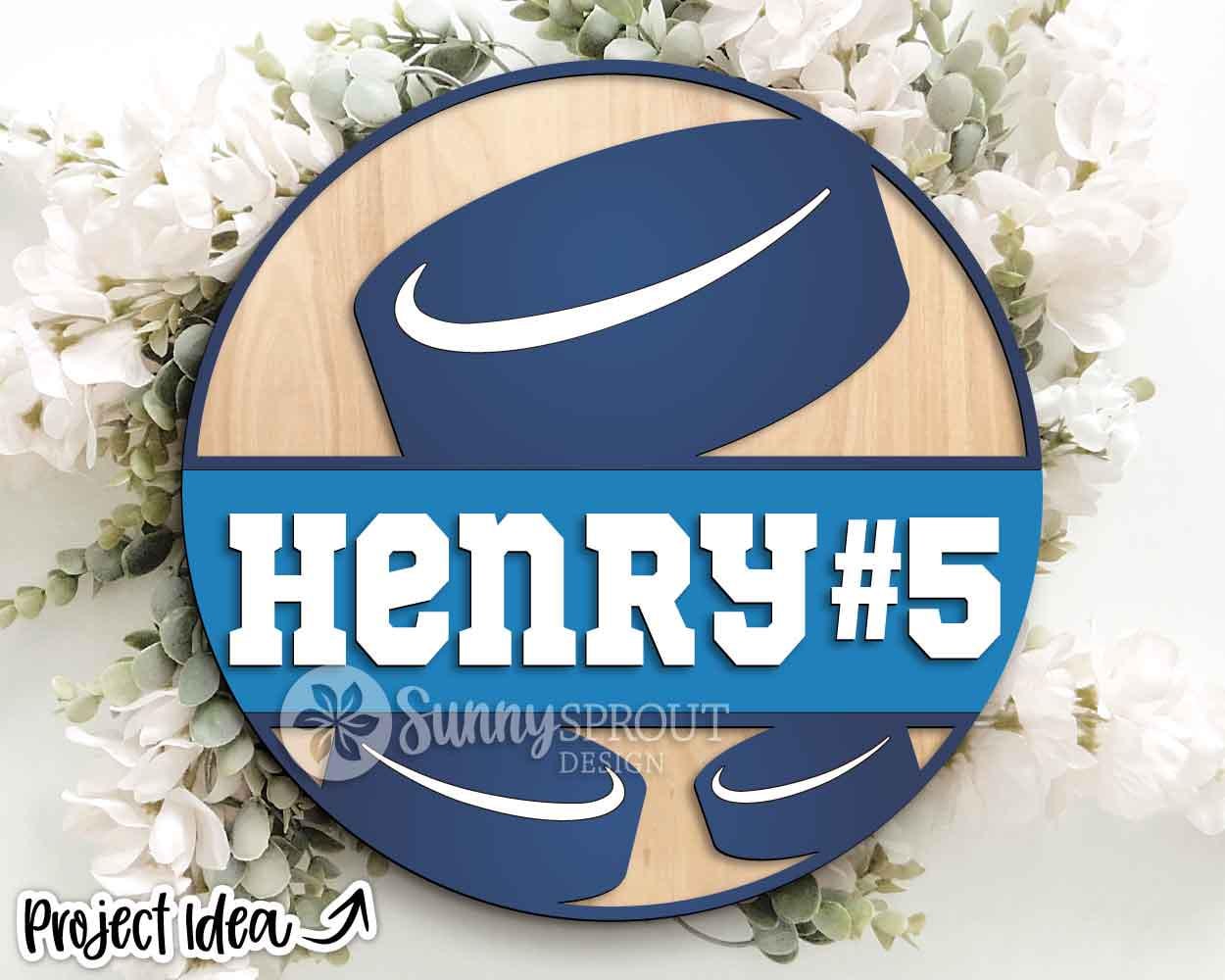Hockey Player Name Number Sign, Digital Download, SVG Laser Cut File, Cricut, Door Hanger Wall Art Design, Personalized Sports Decor