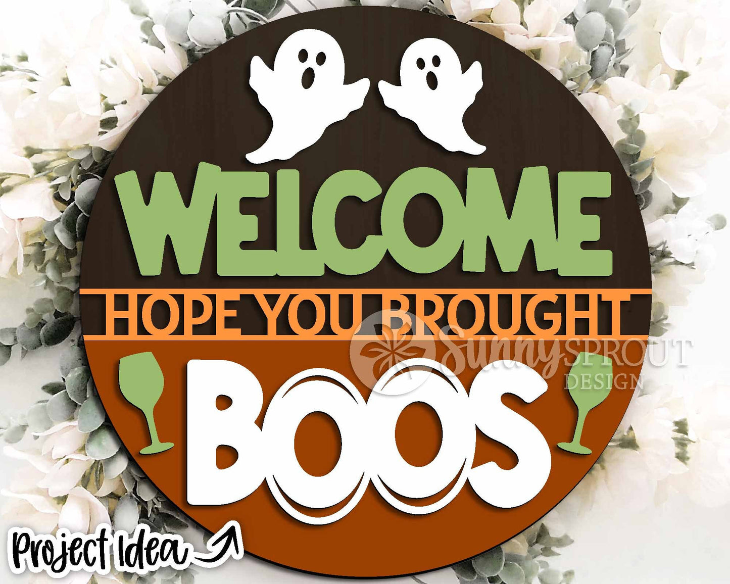 Halloween Laser Sign Bundle 2, Round door hanger, Glowforge laser file, Cricut cut file, Fall welcome sign svg, Spooky svg