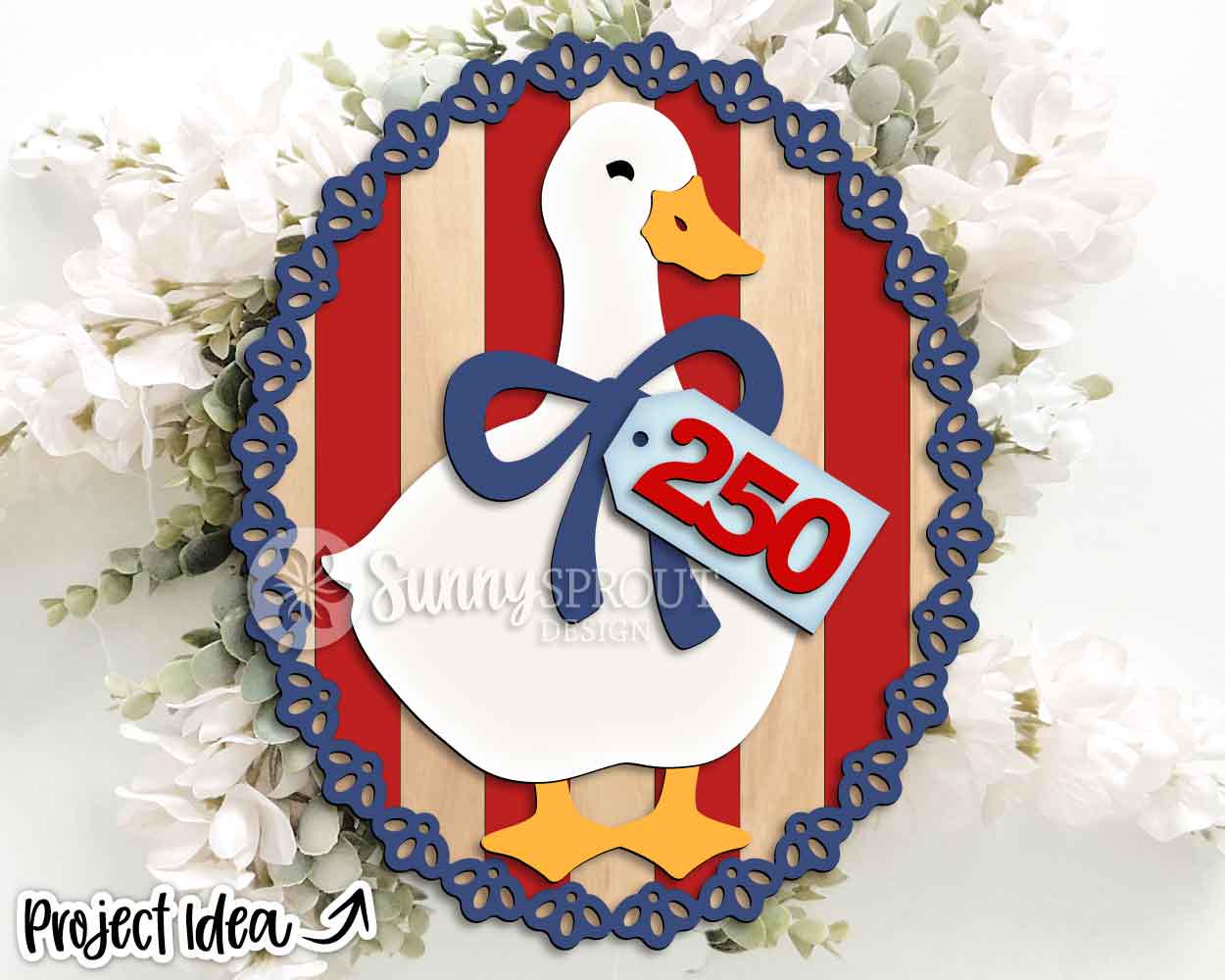 250 Years Patriotic Goose Sign, Digital download, SVG Laser cut file, Cricut, Oval door hanger design, 4th of July decor