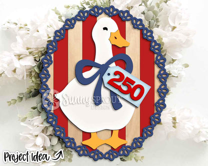 250 Years Patriotic Goose Sign, Digital download, SVG Laser cut file, Cricut, Oval door hanger design, 4th of July decor