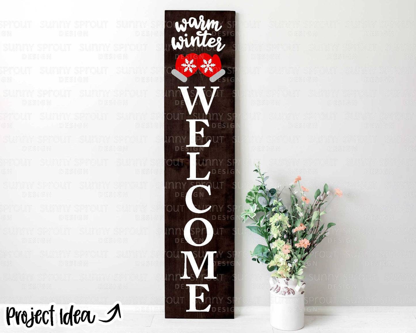 Warm Winter Welcome Mittens; Digital Download | Print File, Cricut, Silhouette Cut File | Winter Front Door Sign Design | svg png dxf eps