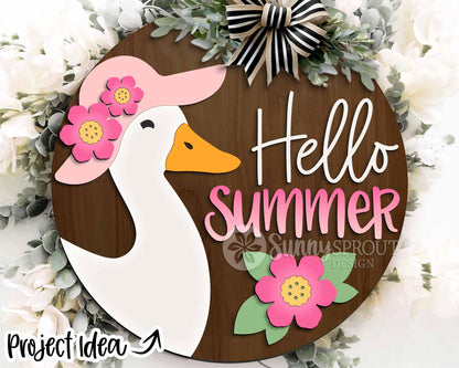 Summer Laser Sign Bundle 5, Round door hanger svg, Glowforge laser file, Cricut, Front door welcome sign, Hello summer svg