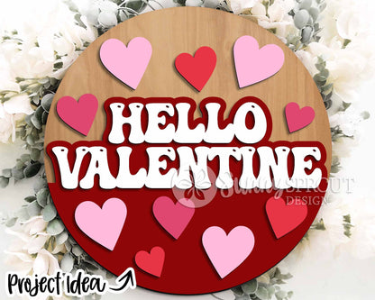 Valentine Laser Sign Bundle 2, Round door hanger, Glowforge laser file, Cricut, Heart welcome sign, Valentine's Day decor