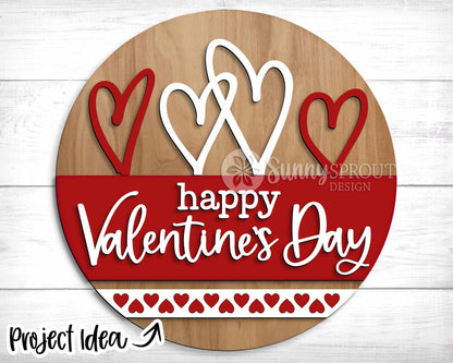 Valentine Laser Sign Bundle 5, Round door hanger, Glowforge laser file, Cricut, Heart welcome sign, Valentine's Day decor