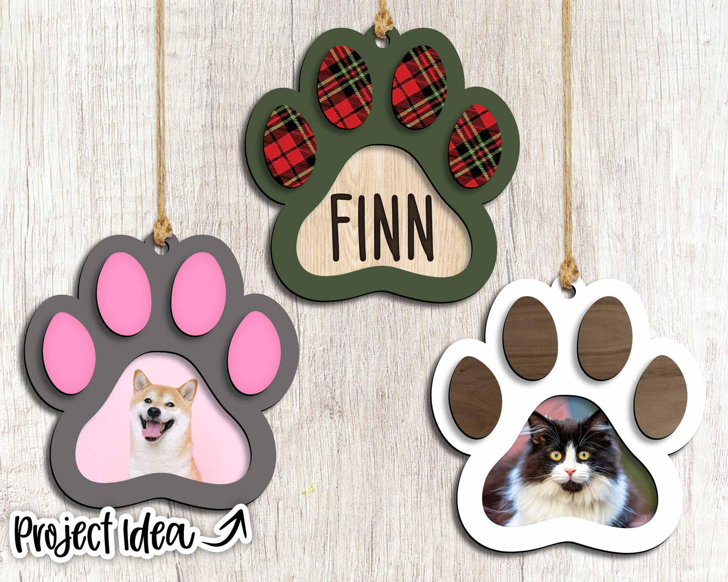 Paw Print Ornament, Digital download, SVG laser cut file, Cricut, Christmas dog cat design