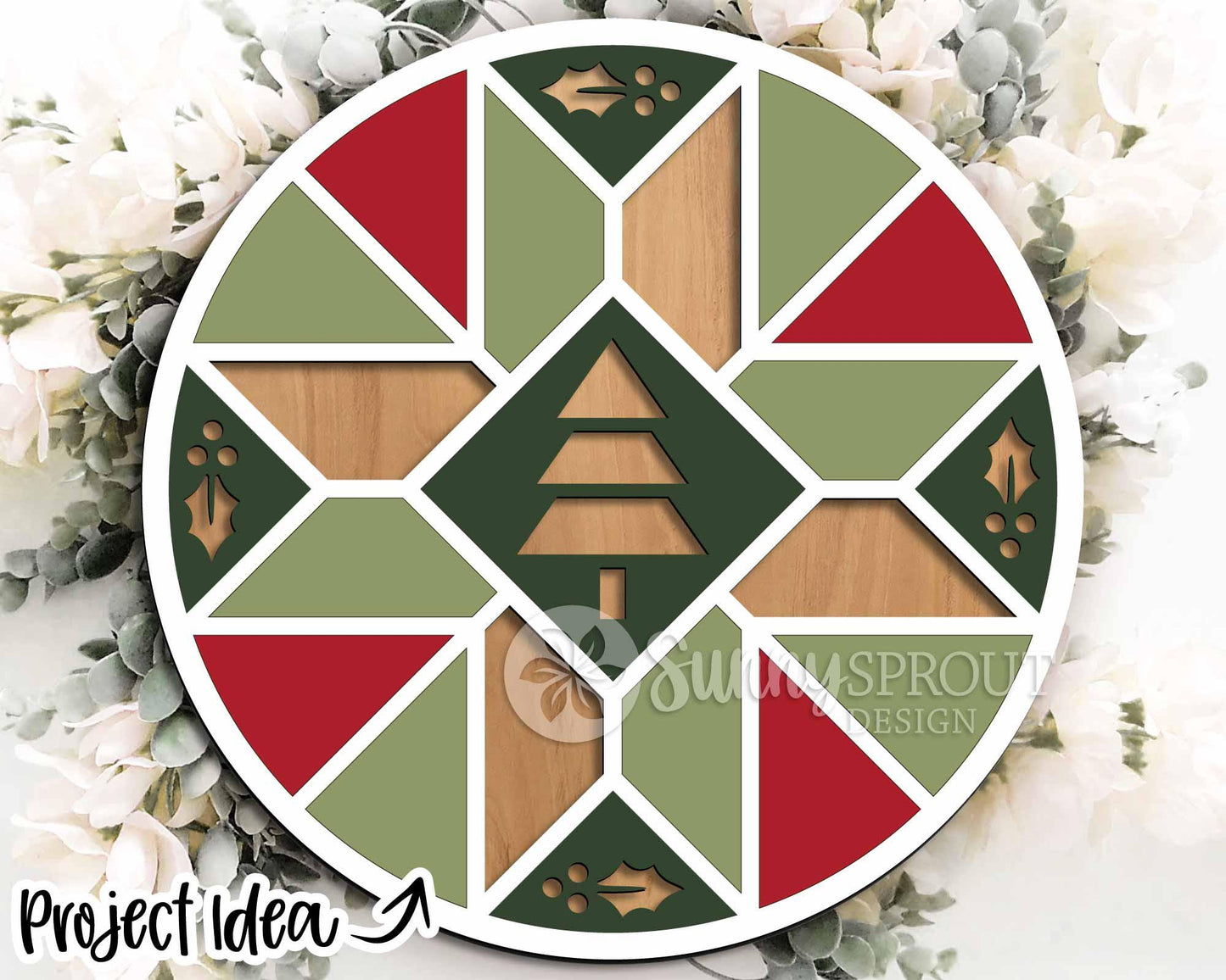 Seasonal Barn Quilt Sign Bundle, Round door hanger svg, Glowforge laser file, Cricut, Front door sign svg, Wall decor