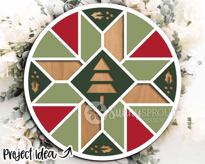 Seasonal Barn Quilt Sign Bundle, Round door hanger svg, Glowforge laser file, Cricut, Front door sign svg, Wall decor