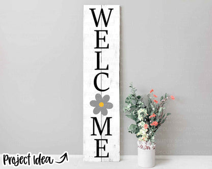 Welcome Flower Porch Sign, Digital download, SVG Cricut cut file, Silhouette, Front door leaner design