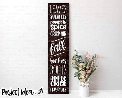 Fall Things Porch Sign SVG, Cricut cut file, Silhouette, Fall decor svg, Autumn porch leaner, Fall words svg