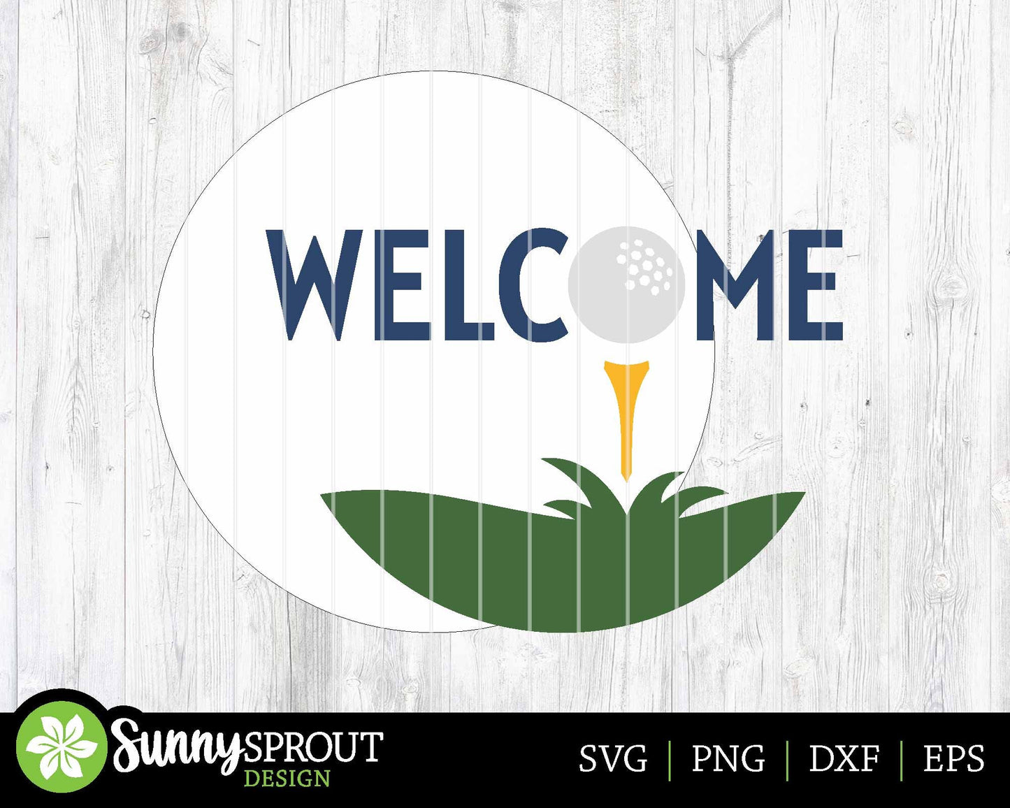 Welcome Golf Ball Sign, Digital Download, SVG Laser Cut File, Cricut, Round Door Hanger Design, Sports Decor