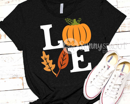 Love Fall Pumpkin Leaves Sign, Digital Download, SVG Laser Cut File, Cricut, Round Autumn Door Hanger Design