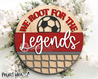We Root For The Soccer Team Sign, Digital Download, SVG Laser Cut File, Cricut, Round Door Hanger Design, Personalized Sports Decor