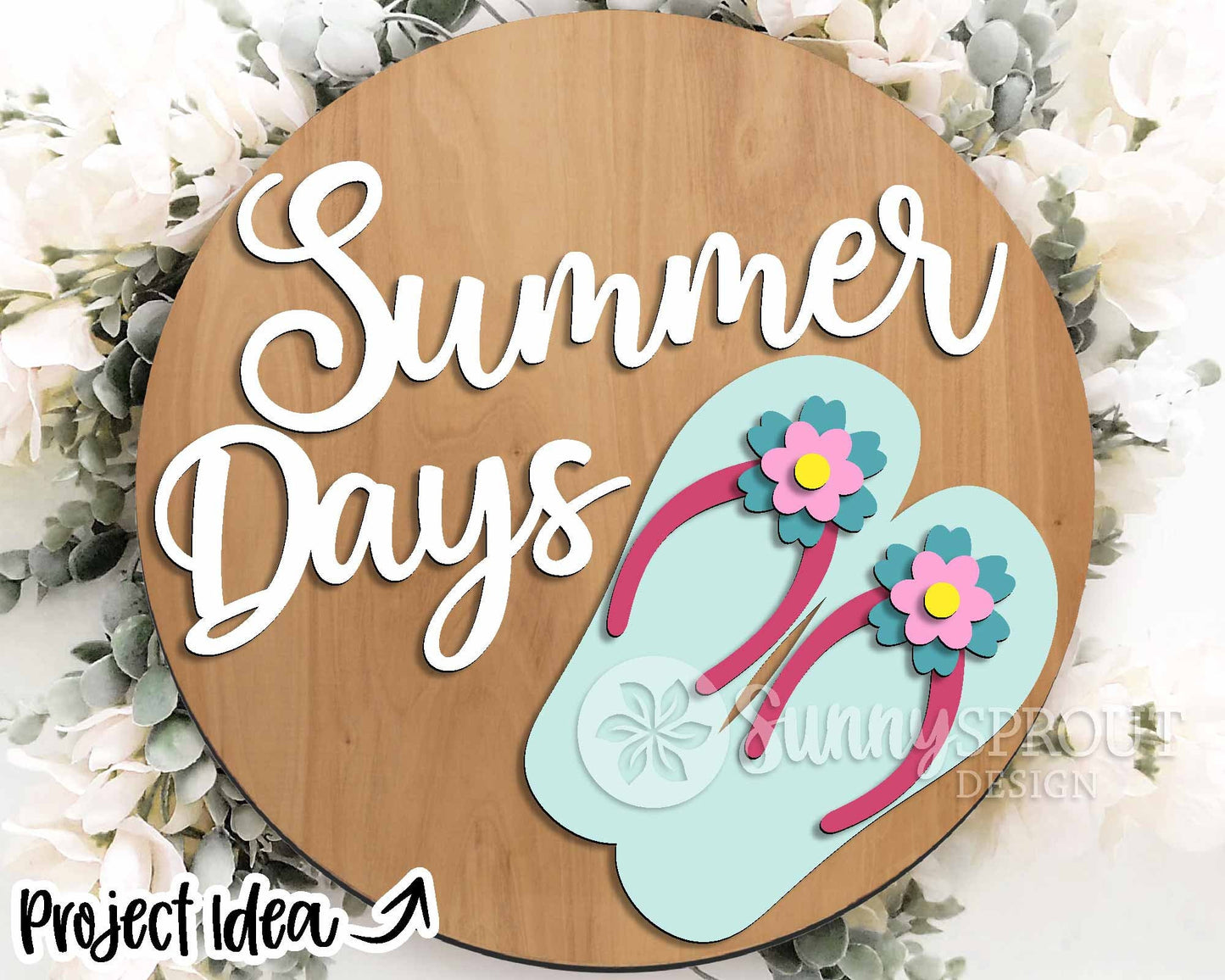 Summer Laser Sign Bundle, Round door hanger svg, Glowforge laser file, Cricut, Front door welcome sign, Hello Summer svg