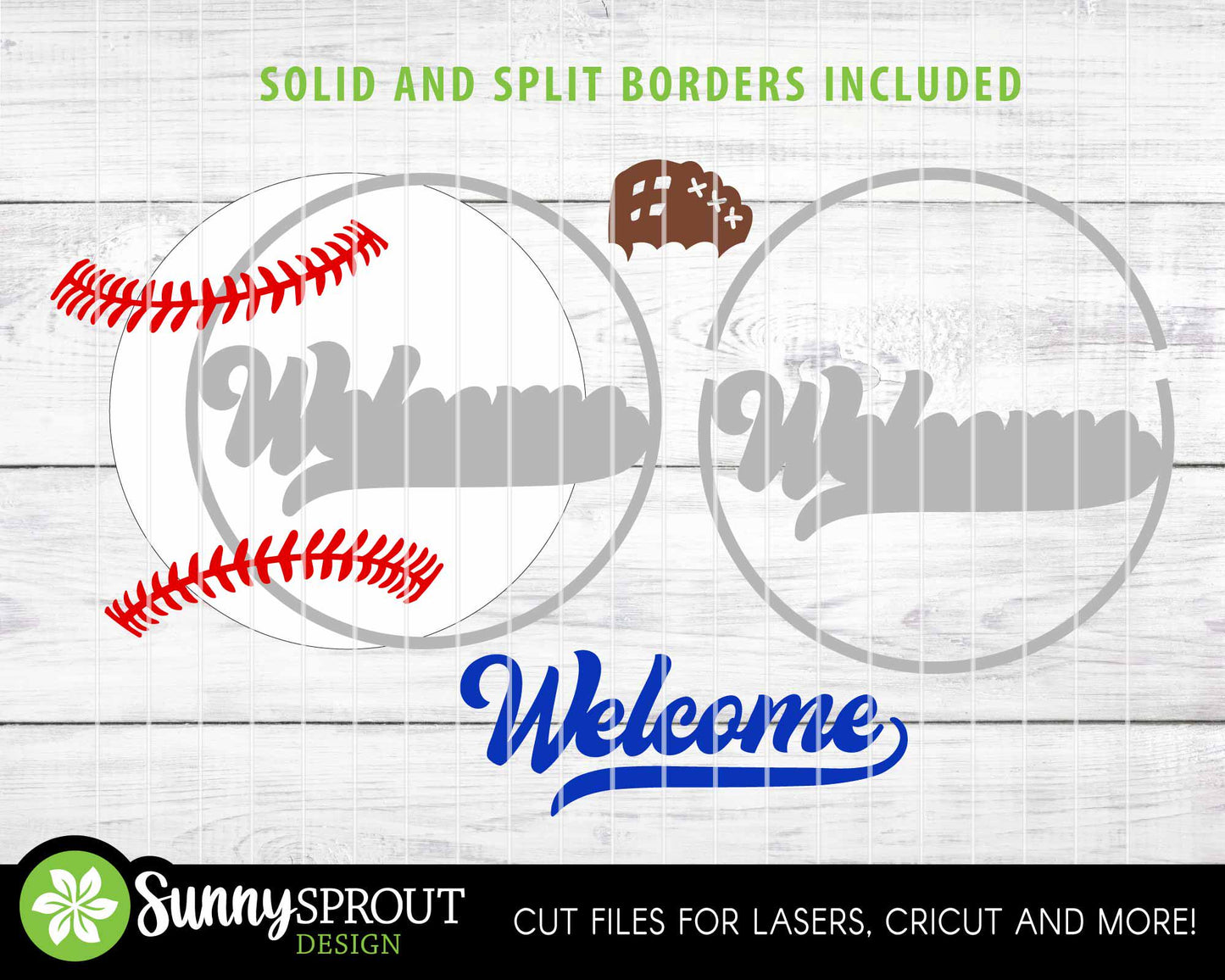 Welcome Baseball Glove Sign, Digital Download, SVG Laser Cut File, Cricut, Door Hanger Design, Sports Decor