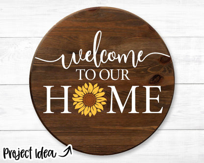 Welcome To Our Home Interchangeable Graphics Sign, Digital Download, Cricut SVG Cut File, Silhouette, Round Door Hanger Design