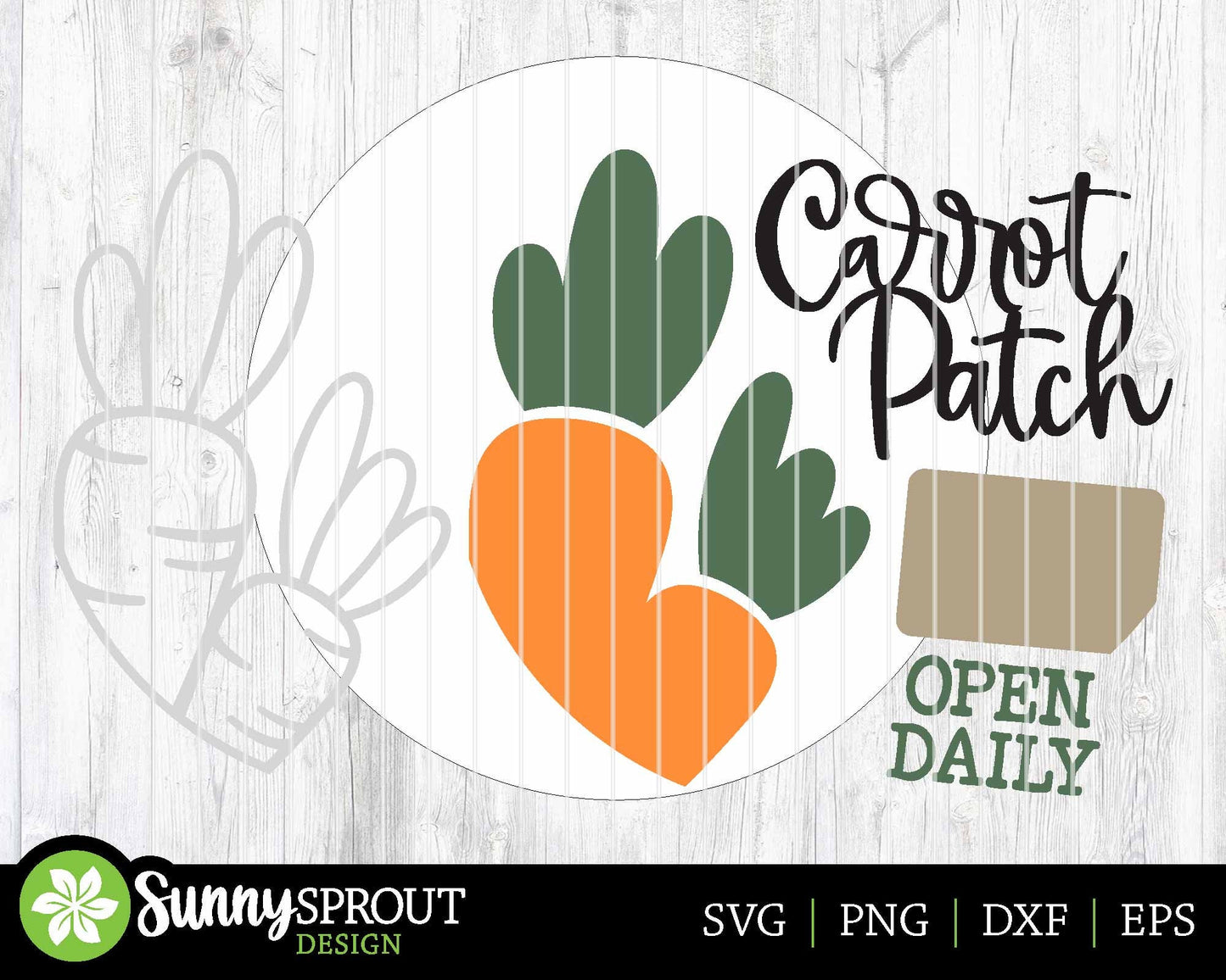 Carrot Patch Open Daily Sign, Digital download, SVG laser cut file, Cricut, Round door hanger design, Farmhouse Easter decor