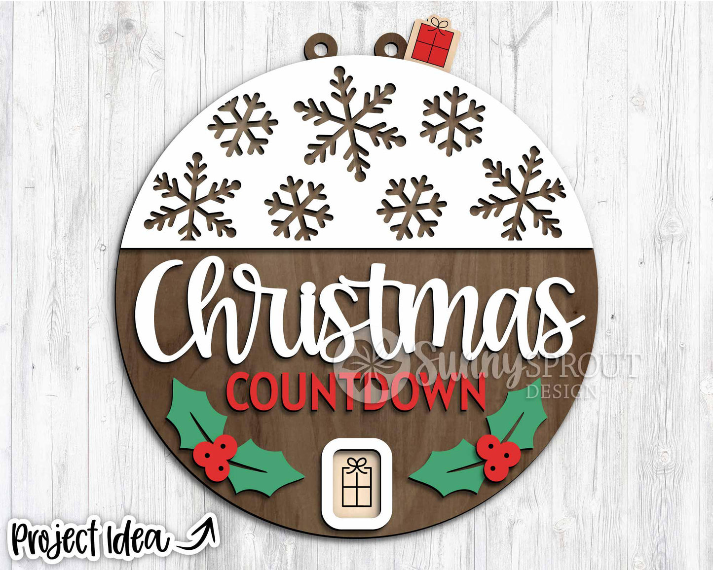 Christmas Snowflake Countdown Sign, Digital Download, SVG Laser Cut File, Cricut, Round Door Hanger Design, Days Until Christmas Decor