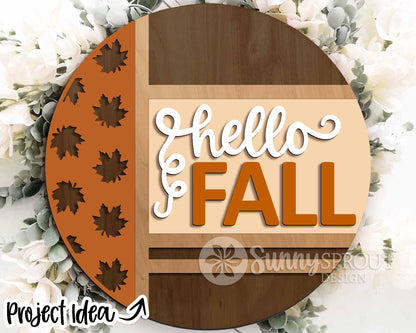 Fall Laser Sign Bundle 2, Round door hanger, Glowforge laser file, Cricut cut file, Autumn welcome sign svg, Fall decor