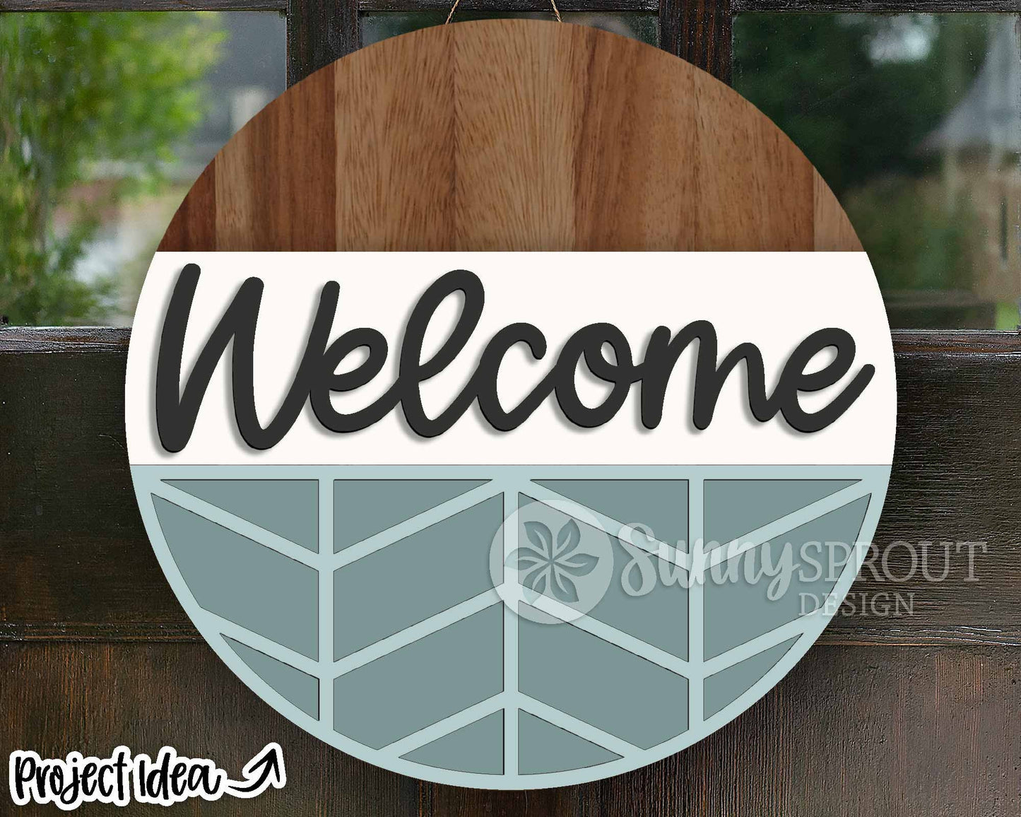 Chevron Geometric Welcome Sign, Digital Download, SVG Laser Cut File, Cricut, Farmhouse Round Door Hanger Design