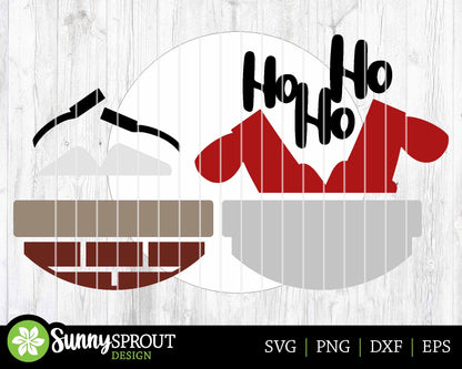 Ho Ho Ho Santa Chimney Sign, Digital Download, SVG Laser Cut File, Cricut, Round Door Hanger Design, Funny Christmas Decor