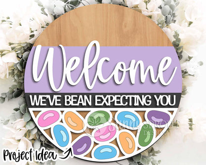 Easter Sign Bundle 5, Round door hanger svg, Glowforge laser file, Cricut cut file, Spring welcome sign svg, Easter bunny