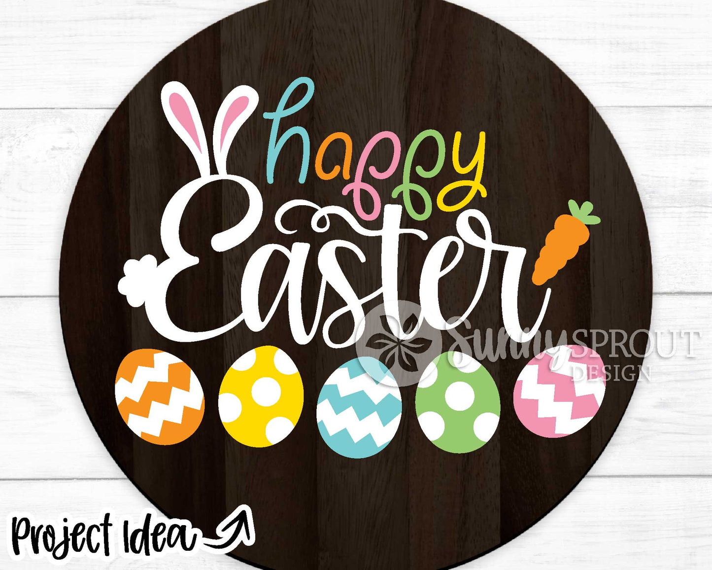Happy Easter Bunny Eggs SVG, Digital download, Cricut cut file, Silhouette, Door sign design
