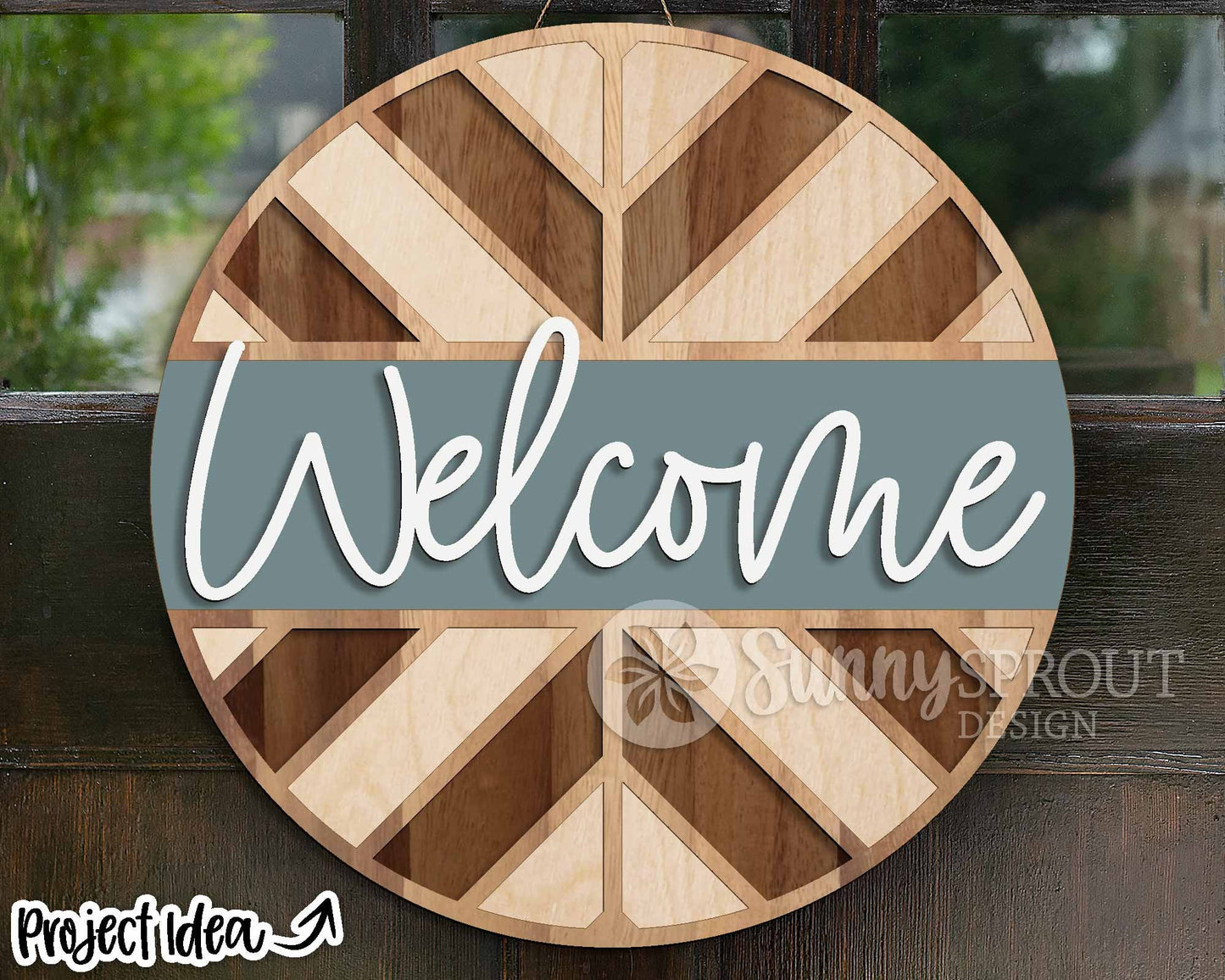 Chevron Geometric Welcome Sign, Digital Download, SVG Laser Cut File, Cricut, Round Door Hanger Design, Patriotic 4th of July Decor