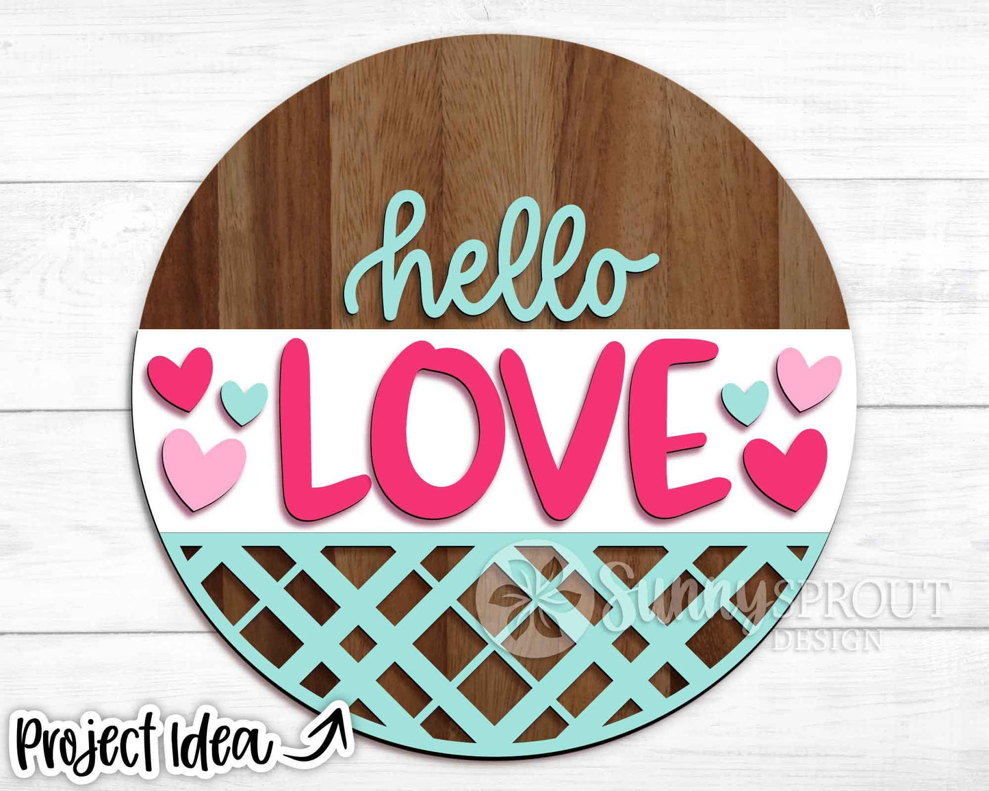 Hello Love Heart Sign, Digital Download, SVG Laser Cut File, Cricut, Round Door Hanger Design, Valentine's Day Welcome Decor
