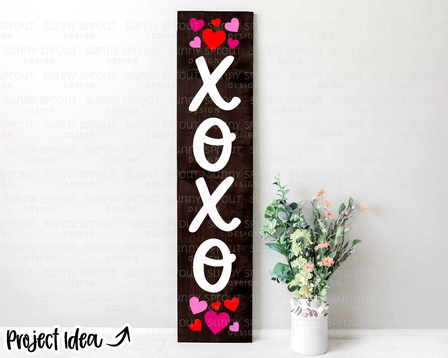 XOXO Hearts Porch Sign, Digital Download, Cricut Cut File, Silhouette, Valentine's Day Door Leaner Design