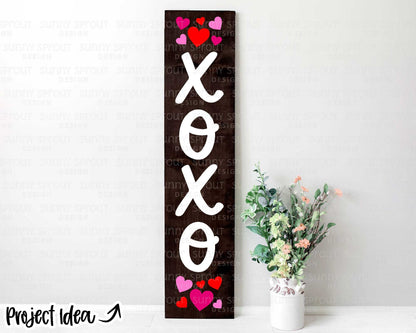 XOXO Hearts Porch Sign, Digital Download, Cricut Cut File, Silhouette, Valentine's Day Door Leaner Design