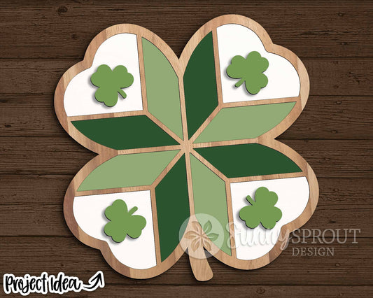 Barn Quilt Shamrock Sign, Digital Download, SVG Laser Cut File, Door Hanger Design, Farmhouse St. Patrick's Day Decor