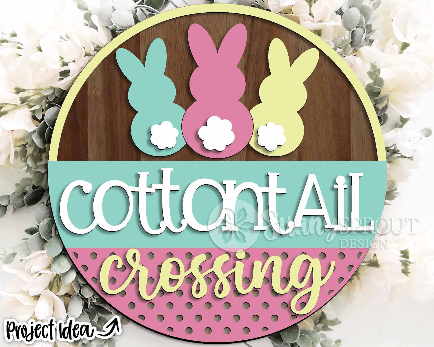 Cottontail Crossing Bunny Sign, Digital download, SVG Laser cut file, Cricut, Round door hanger design, Easter decor