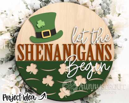 St. Patrick's Day Laser Sign Bundle 2, Round door hanger, Glowforge laser file, Cricut, Shamrock welcome sign, Clover svg