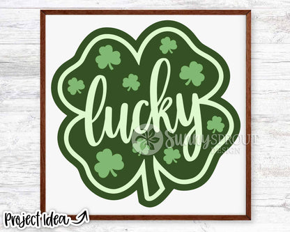 Lucky Shamrock Sign, Digital Download, SVG Laser Cut File, Cricut, Door Hanger Design, St. Patrick's Day Clover Decor