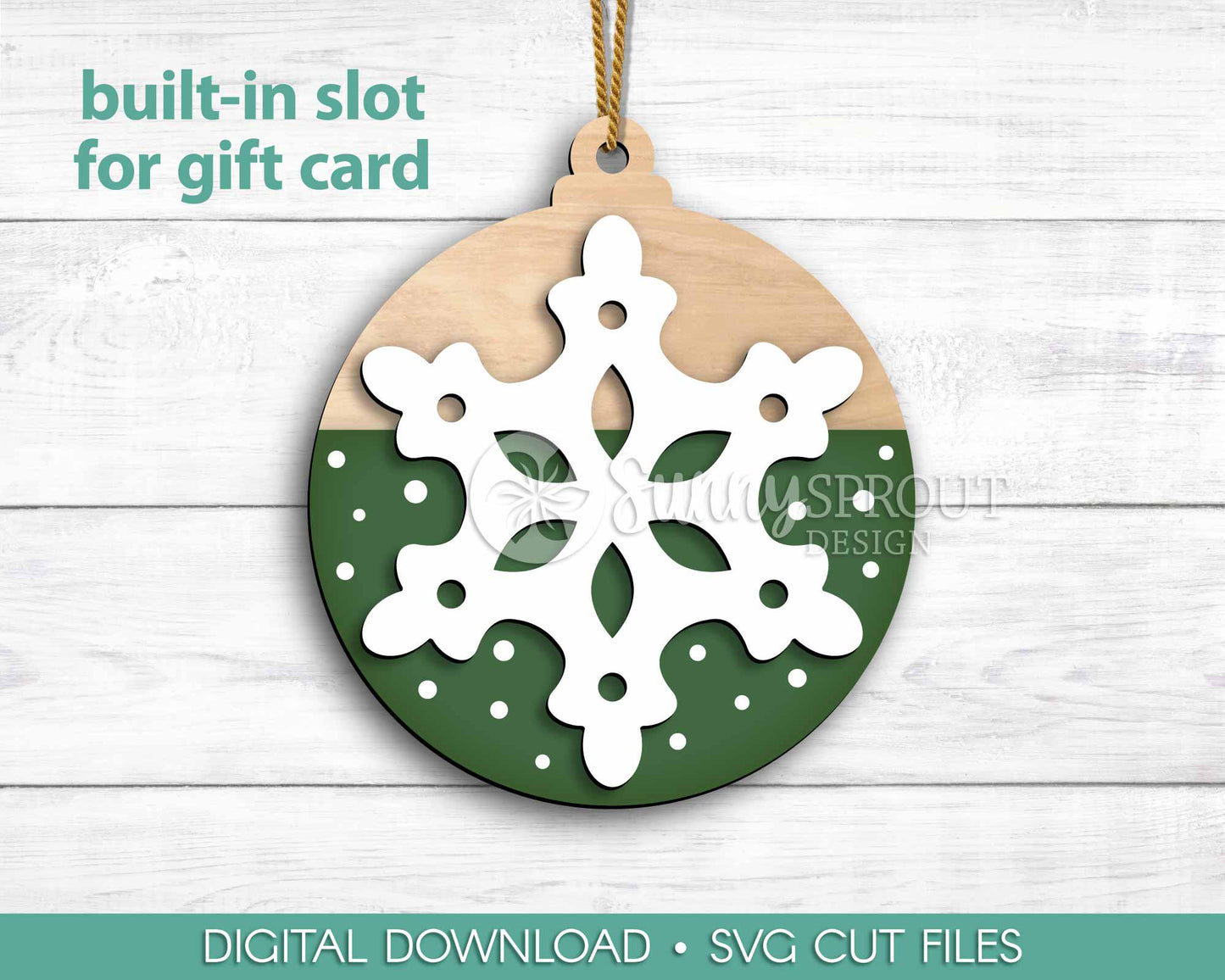 Gift Card Holder Snowflake Ornament, Digital download, SVG laser cut file, Cricut, Christmas design